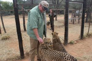 Eric petting the cheetahs